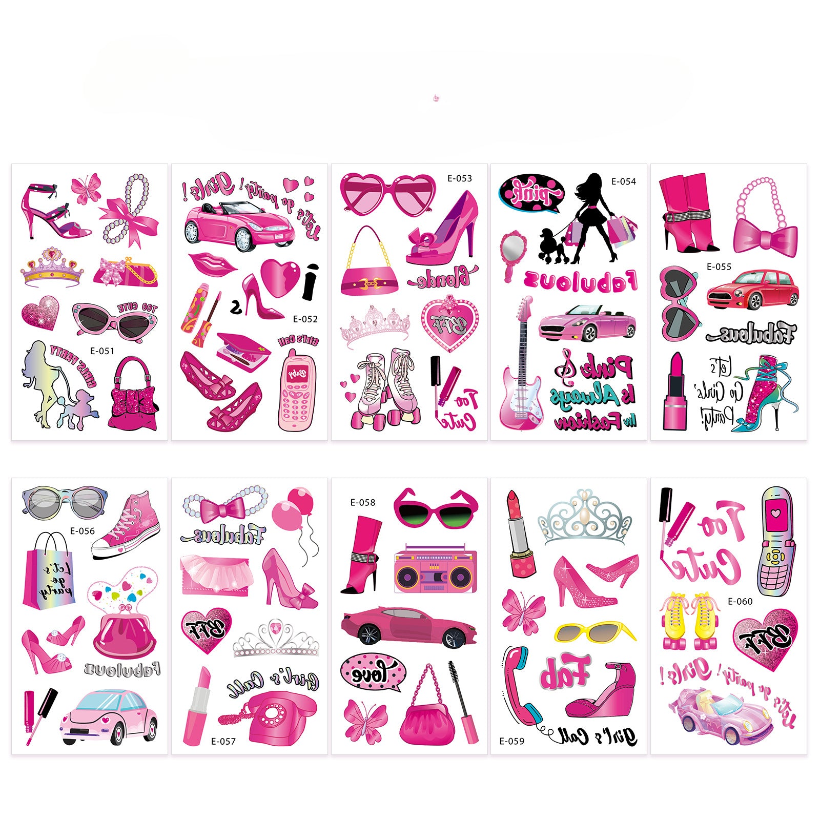 Wholesale 10PCS/SET Pink Western Cowboy Girl Waterproof Tattoo Stickers